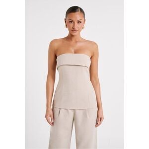 Meshki Natalie textured strapless top size Medium‎ Tan NWT